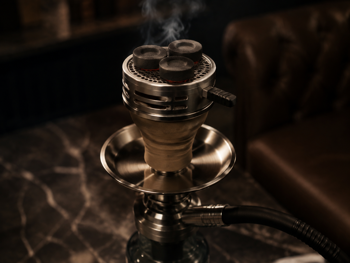 fruitwood charcoal hookah scene